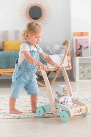 Dětská chodítka - Dřevěné chodítko a kočárek Wooden Baby Walker Pilow Corolle - 12