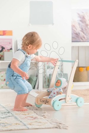 Dětská chodítka - Dřevěné chodítko a kočárek Wooden Baby Walker Pilow Corolle - 3