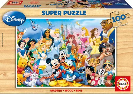 Dlhé zimné večery - Drevené puzzle Disney svet Educa