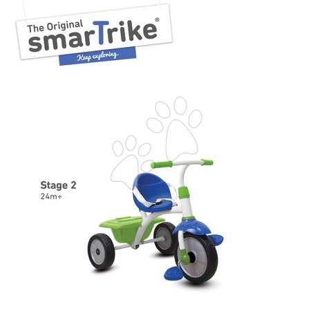 Tricikli za djecu od 15 mjeseci - Tricikl za djecu Fun SmarTrike 2u1 s upravljačkom drškom, praznim hodom i gumenim kotačima plavo-zeleni od 15 mjeseci 1240200 - 2