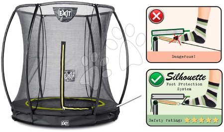 In Ground Trampolines  - EXIT Silhouette floor trampoline ø183cm with safety net - black - 2