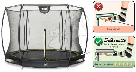 In Ground Trampolines  - EXIT Silhouette floor trampoline ø244cm with safety net - black - 2