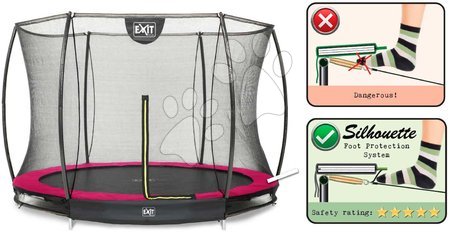 In Ground Trampolines  - EXIT Silhouette floor trampoline ø305cm with safety net - pink - 2