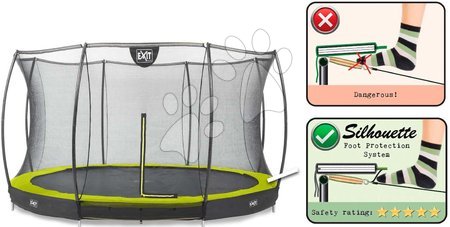 In Ground Trampolines  - EXIT Silhouette floor trampoline ø366cm with safety net - green - 2