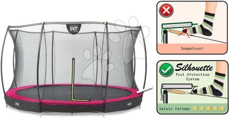 In Ground Trampolines  - EXIT Silhouette floor trampoline ø366cm with safety net - pink - 2