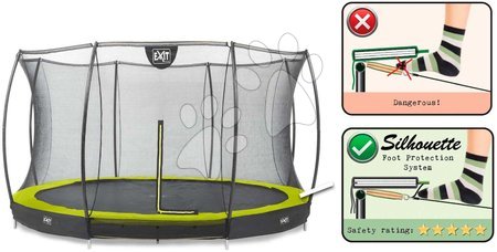 Bodentrampoline - EXIT Silhouette Bodentrampolin ø427cm mit Sicherheitsnetz - grün - 2