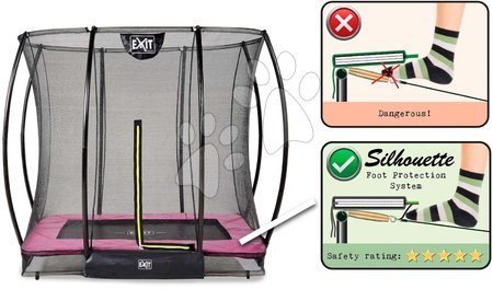 In Ground Trampolines  - EXIT Silhouette ground trampoline 153x214cm with safety net - pink - 3