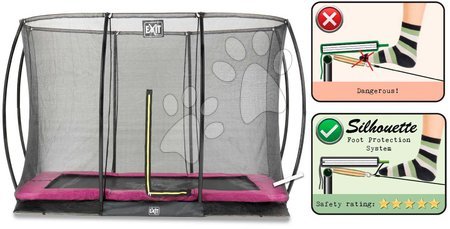 In Ground Trampolines  - EXIT Silhouette ground trampoline 214x305cm with safety net - pink - 3