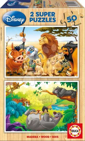 Stavebnice a puzzle - Dřevěné puzzle Lví Král a Kniha džunglí Educa