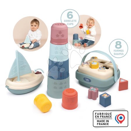 Motor activity toys - Didaktický košík s plachetnicou a skladacou vežou Awakenings and Bath Set Little Smoby - 2