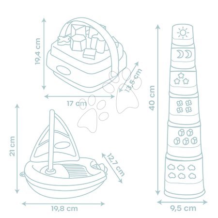 Motor activity toys - Didaktický košík s plachetnicou a skladacou vežou Awakenings and Bath Set Little Smoby - 4