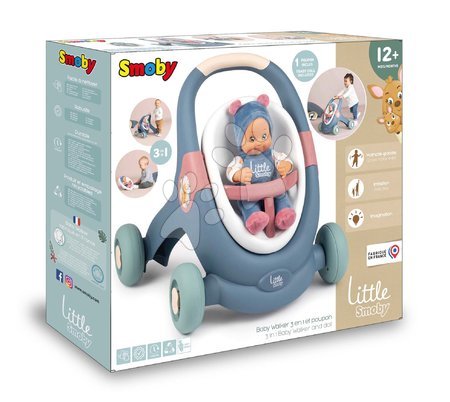 Járássegítők - Készségfejlesztő járássegítő és babakocsi Baby Walker 3in1 + Baby Doll Little Smoby - 5