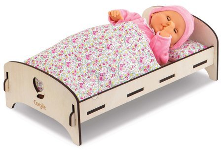 Játékbaba kiságyak és bölcsők - Fa babaágy Wooden Bed Floral Corolle - 2