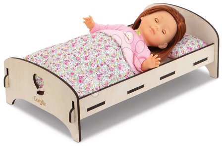 Játékbaba kiságyak és bölcsők - Fa babaágy Wooden Bed Floral Corolle - 3