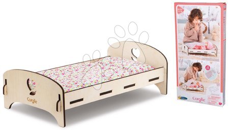 Játékbaba kiságyak és bölcsők - Fa babaágy Wooden Bed Floral Corolle - 4