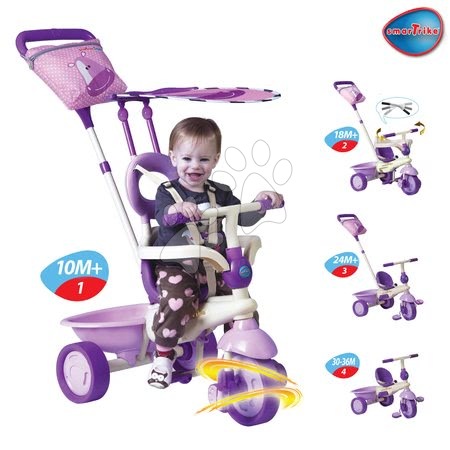 Tříkolky od 10 měsíců - Tříkolka Safari Hippo Touch Steering smarTrike - 1