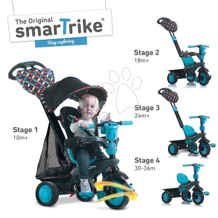 Triciclete de la 10 luni - Tricicletă Boutique Blue Touch Steering 4in1 smarTrike - 1