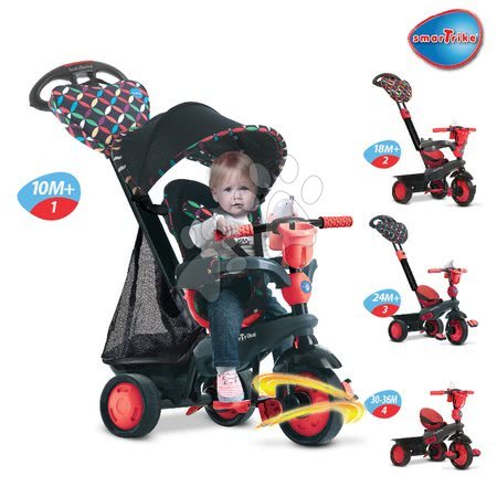 Tříkolky od 10 měsíců - Tříkolka Boutique Red Touch Steering 4v1 smarTrike - 1