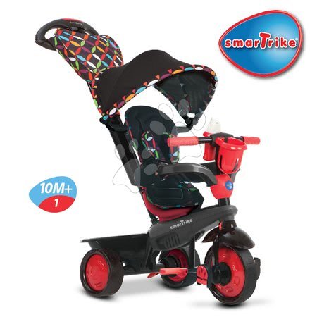 Tříkolky od 10 měsíců - Tříkolka Boutique Red Touch Steering 4v1 smarTrike - 3