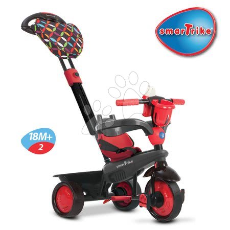 Tříkolky od 10 měsíců - Tříkolka Boutique Red Touch Steering 4v1 smarTrike - 4