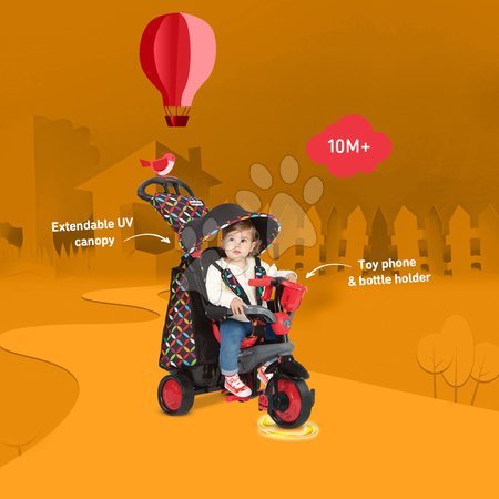 Triciclete de la 10 luni - Tricicletă Boutique Red Touch Steering 4in1 smarTrike - 11