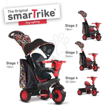 Triciclete de la 10 luni - Tricicletă Boutique Red Touch Steering 4in1 smarTrike - 1