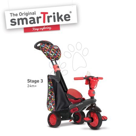 Tricikli za djecu od 10 mjeseci - SMART TRIKE 1595202 trojkolka BOUTIQUE RED TouchSteering 4v1 s tlmičom a 2 taškami červeno-čierna od 10-36 mesiacov - 5