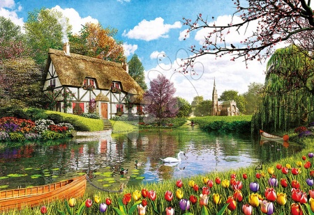 Puzzle cu 4000 - 8000 de bucăți - Puzzle Genuine Lakeside Cottage Educa - 1