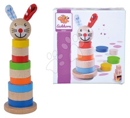  Készségfejlesztő fajátékok - Fa toronyépítő Baby Stapel Tower Rabbit Eichhorn - 4