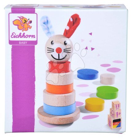 Wooden developmental toys - Wooden Stacking Tower Baby Stapel Tower Rabbit Eichhorn - 5