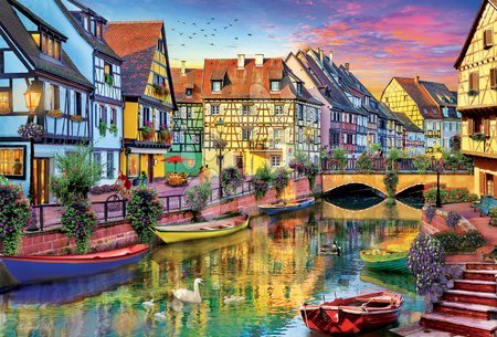 Puzzle 4000 – 8000 dílků - Puzzle Genuine Kanál Colmar Francie Educa - 1