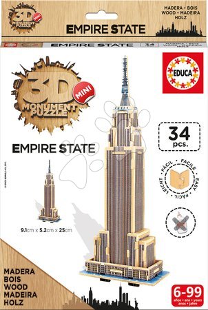 Puzzle 3D - Dřevěné puzzle 3D Empire State Building Mini Monument Educa - 1