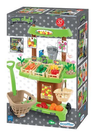 Shops for kids - Organic 100% Chef Écoiffier Fresh Bio Food Market with a Trolley - 3