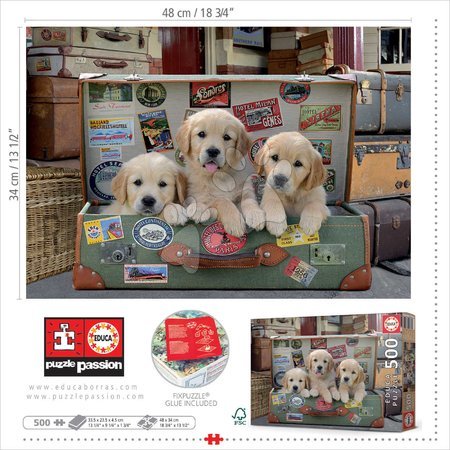 Puzzle 500-teilig - Puzzle Pupies in the Luggage Educa - 2