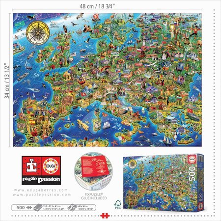 Puzzle 500 pezzi - Puzzle Crazy European Map Educa - 2