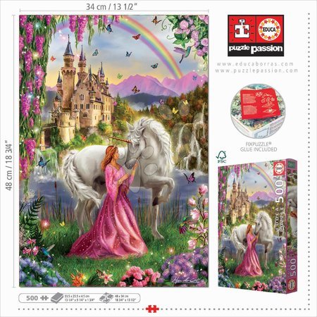 Puzzle 500 pezzi - Puzzle Fairy and Unicorn Educa - 2