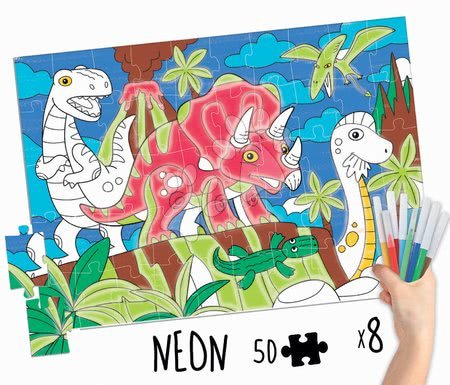 Puzzle de copii maxim 100 piese - Puzzle de colorat Dino Colouring Activities Educa - 2