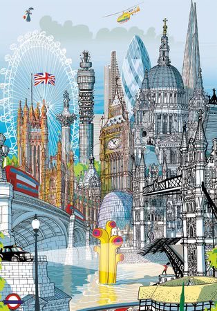 Puzzle pentru copii 100 - 300 de bucăți - Puzzle London Citypuzzles Carlo Stanga Educa - 1