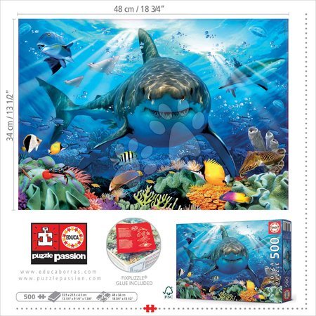 500 piece jigsaw puzzles - Puzzle Great White Shark Educa - 2