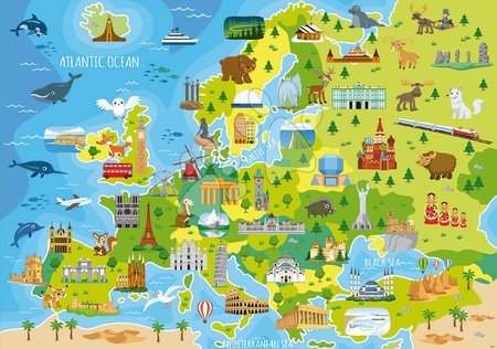 Puzzle pentru copii 100 - 300 de bucăți - Puzzle Harta Europei Educa_1