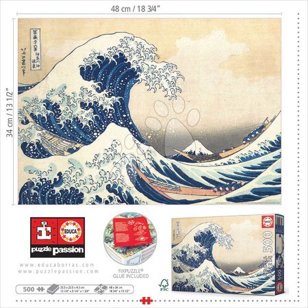 500 piece jigsaw puzzles - Puzzle Gran Ola De Kanagawa Educa - 2