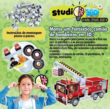 Puzzle 3D - Puzzle közlekedési eszközök Firemen's Truck 3D Studio Educa  - 6