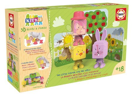 Puzzle 3D - Puzzle Kiubis 3D Blocks & Stories The Little Farmer and the Apples Educa - 3