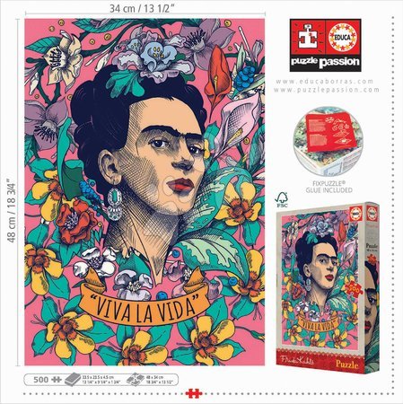 Puzzles 500 pièces - Puzzle Viva la Vida Frida Kahlo - 4