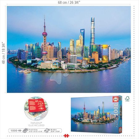 Puzzle 1000 pezzi - Puzzle Shanghai Skyline at Sunset Educa - 4