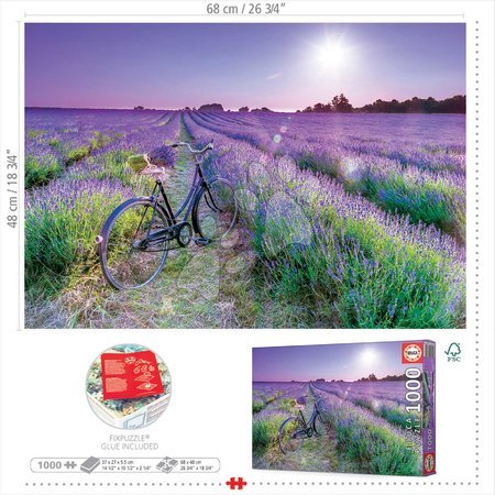 Puzzle 1000 pezzi - Puzzle Bike in a Lavender Field Educa - 4