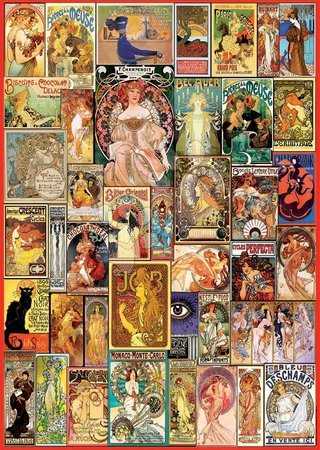 Puzzle 1000 elementów - Puzzle Art Nouveau Poster Collage Educa - 2