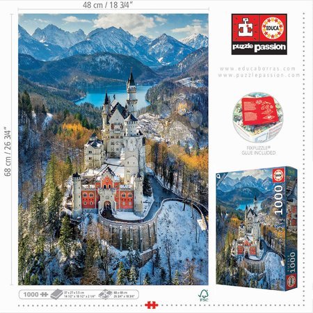 Puzzle 1000 pezzi - Puzzle Neuschwanstein Castle Educa - 4