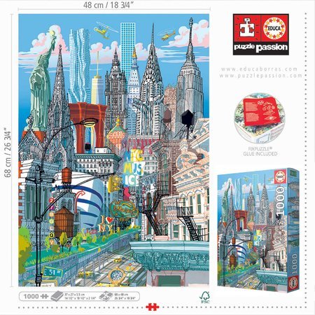 Puzzle 1000 elementów - Puzzle New York Carlo Stanga Educa - 4