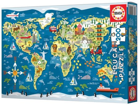 Dětské puzzle od 100–300 dílků - Puzzle World Map Sean Sims Educa - 2